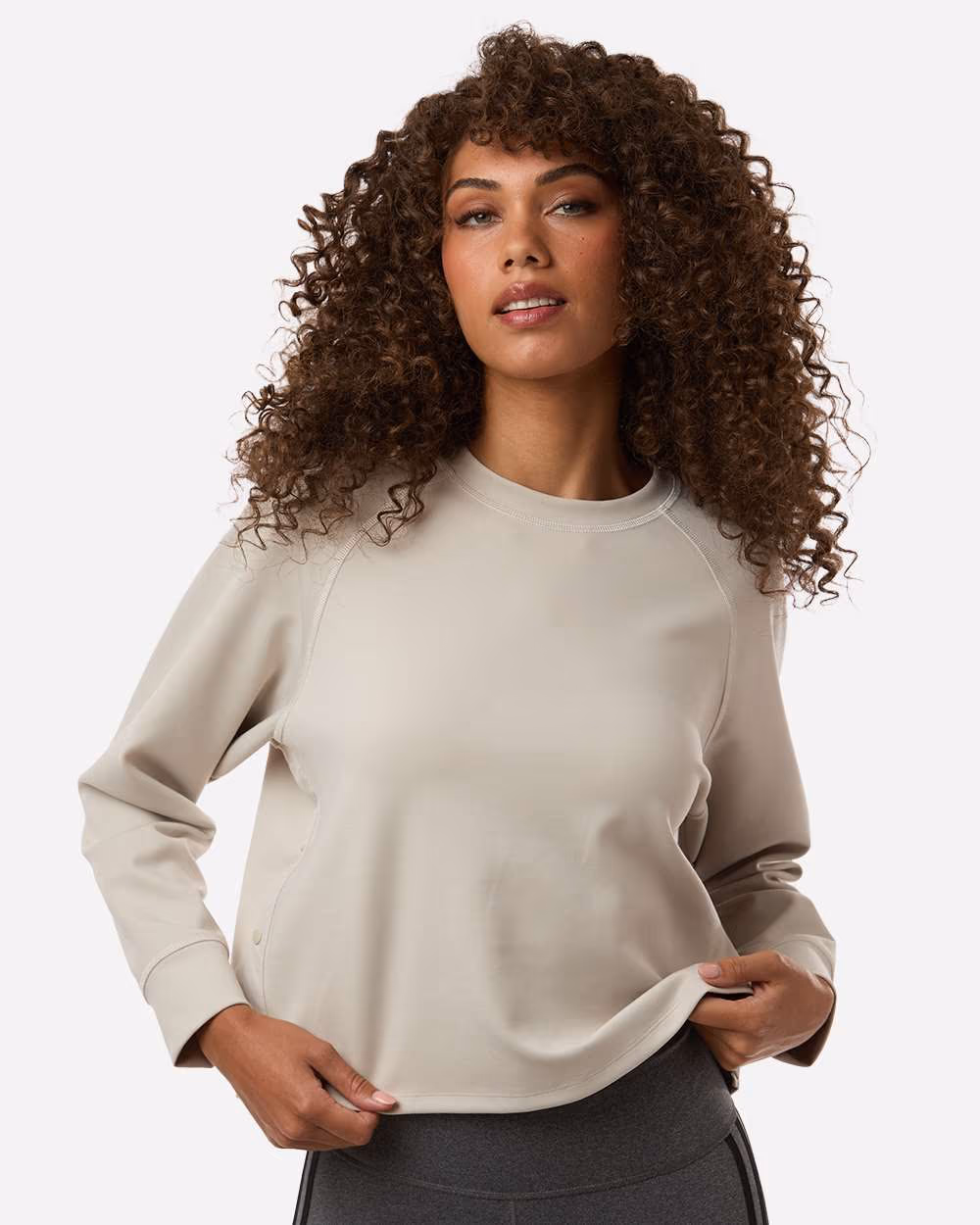 Adidas Women's Beyond Side-Snap Crewneck Sweatshirt - Wonder Alumina