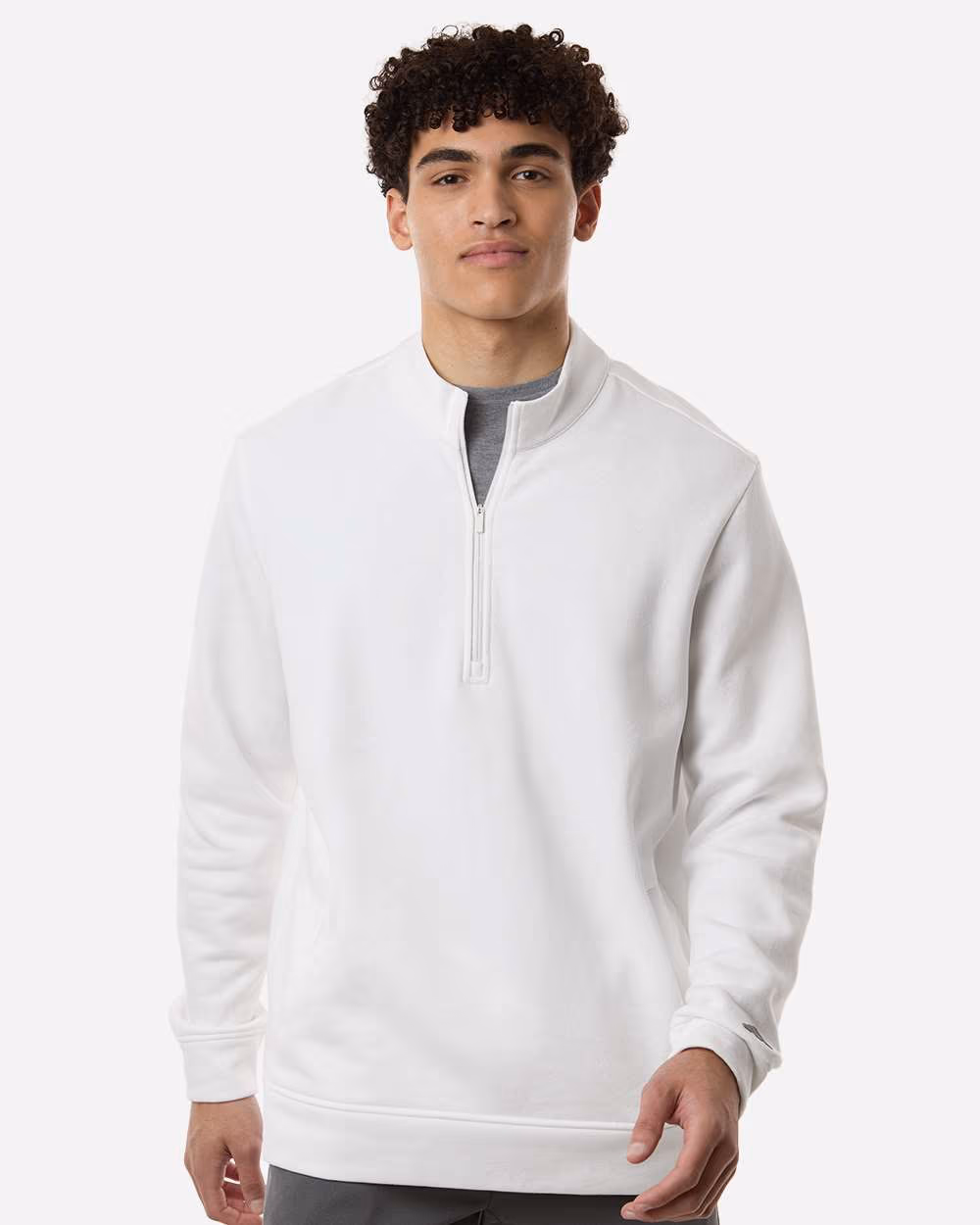 Adidas Men's Elevated Fleece Quarter-Zip Pullover - Core White