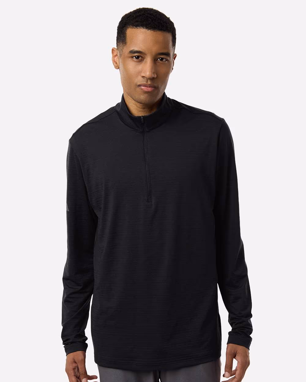 Custom Employee Appreciation Kit - Adidas Men's Textured Stripe Quarter-Zip Pullover