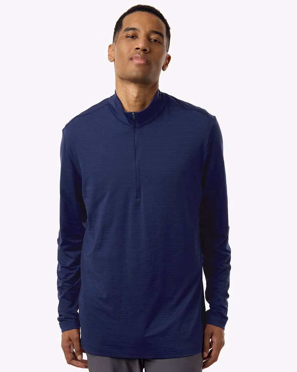 Custom Employee Appreciation Kit - Adidas Men's Textured Stripe Quarter-Zip Pullover