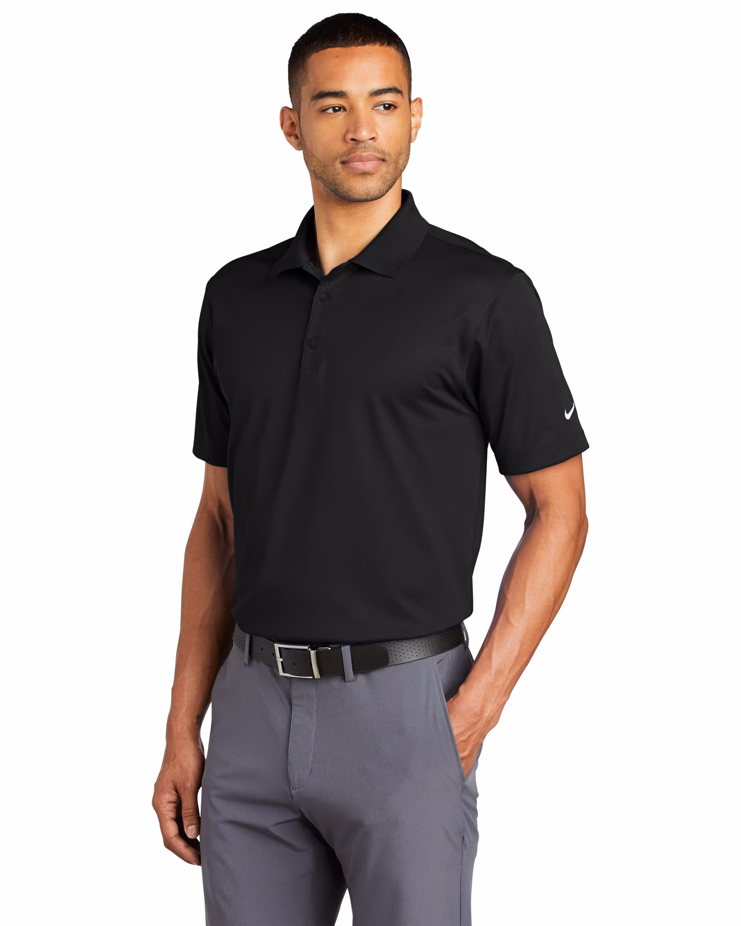 Custom Nike Tech Basic Dri-FIT Polo - Black 3q