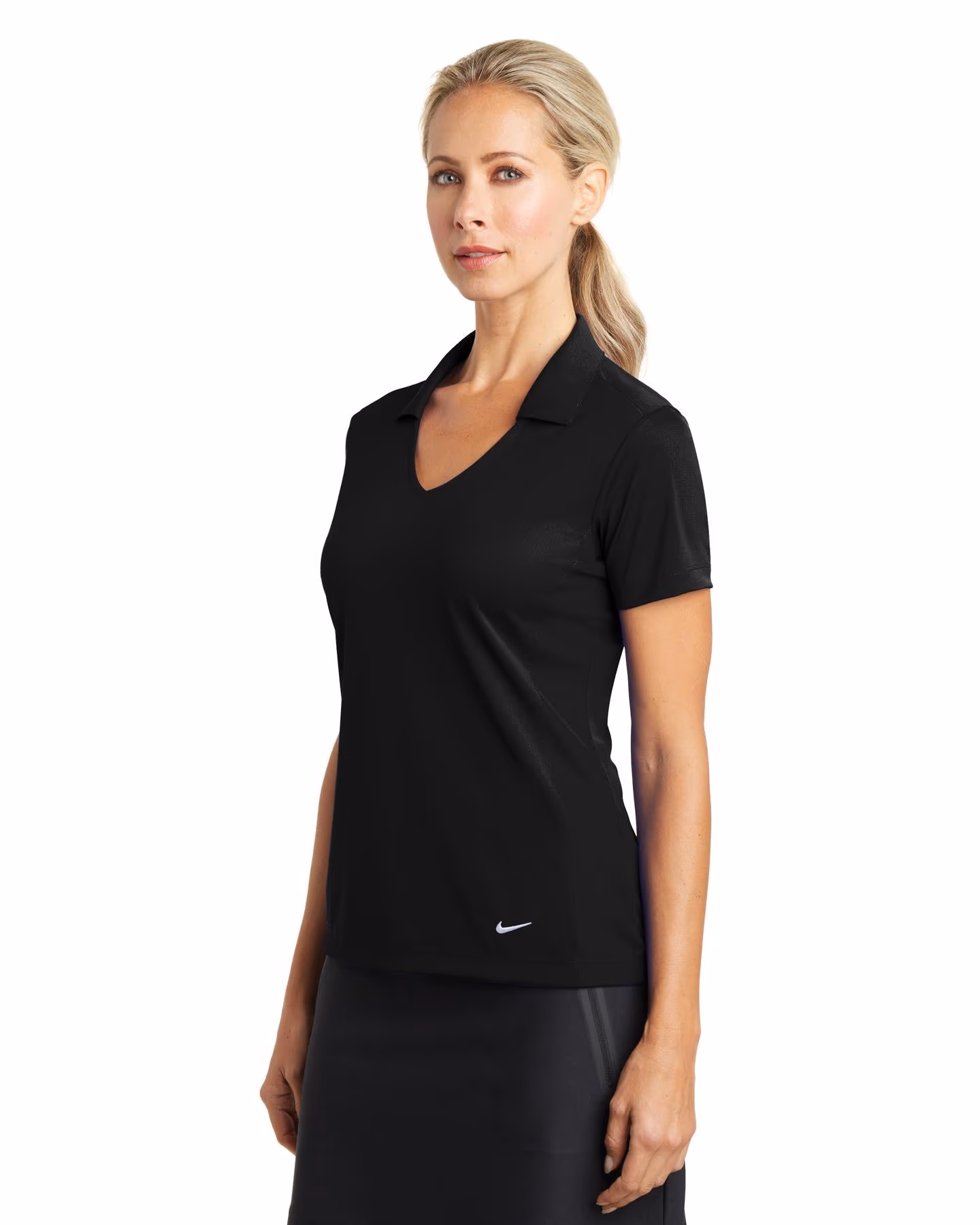 Custom Nike Women's Dri-FIT Vertical Mesh Polo - Black 3q