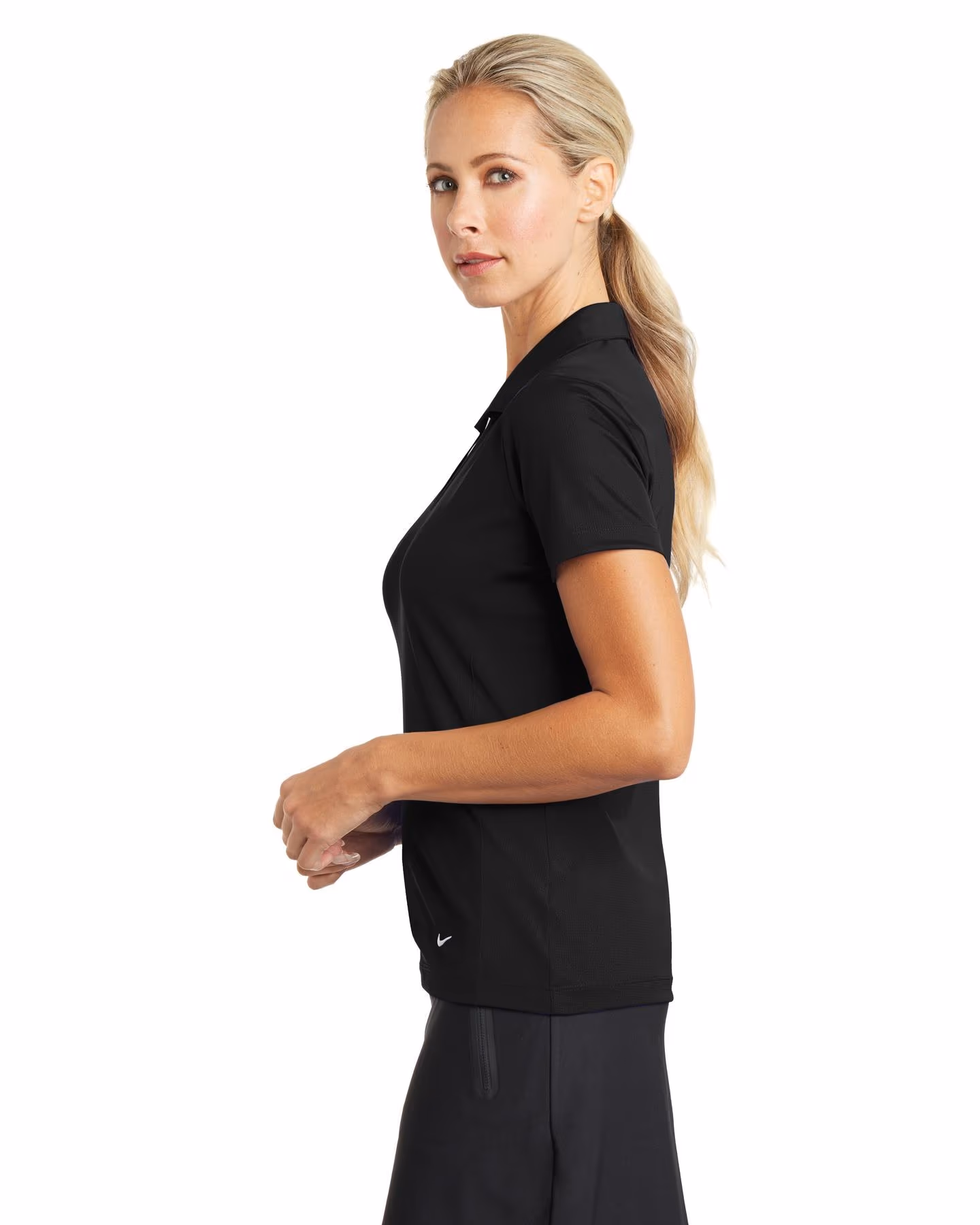 Custom Nike Women's Dri-FIT Vertical Mesh Polo - Black side