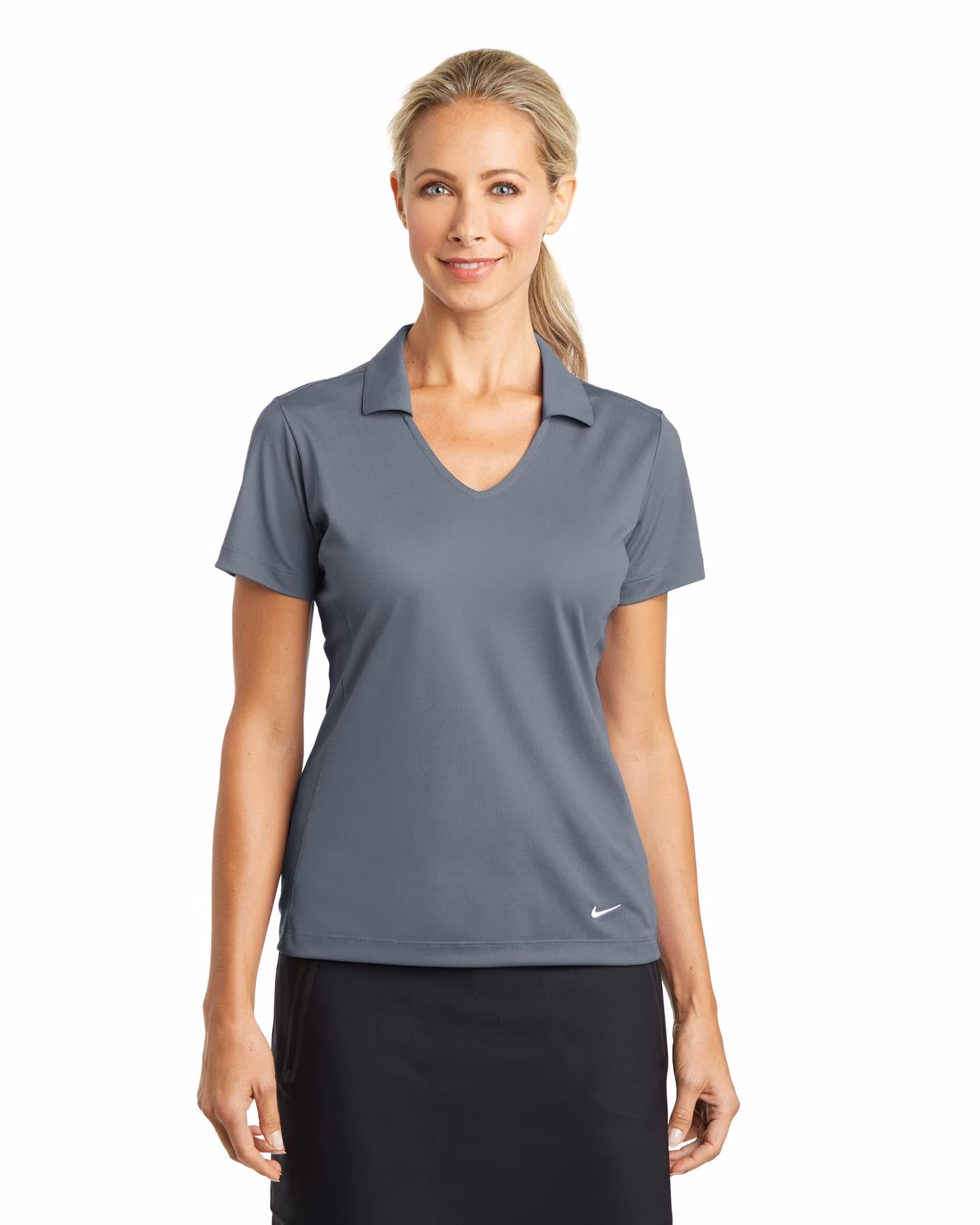 Custom Nike Women's Dri-FIT Vertical Mesh Polo - Cool Grey front