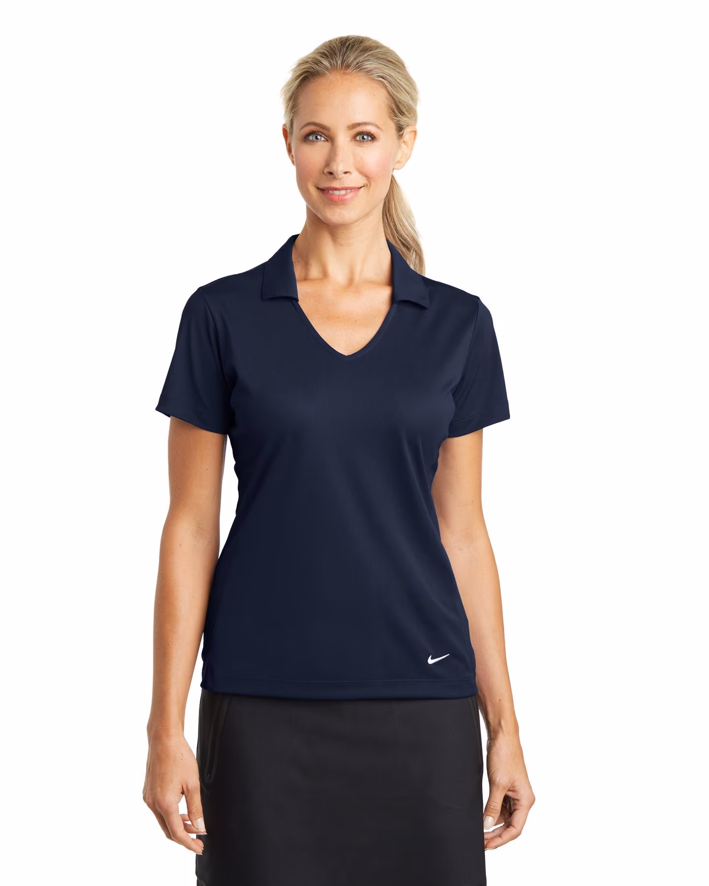 Nike Women's Dri-FIT Vertical Mesh Polo - Marine front