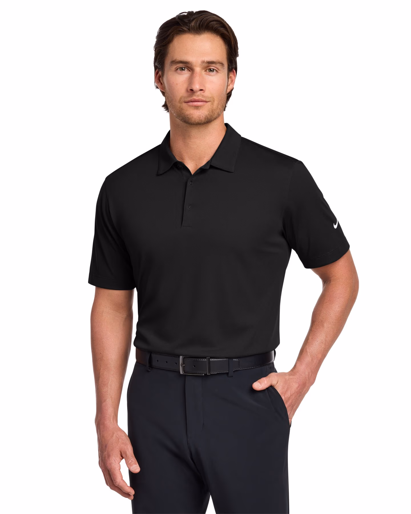 Nike Dri-FIT Vertical Mesh Polo - Black front