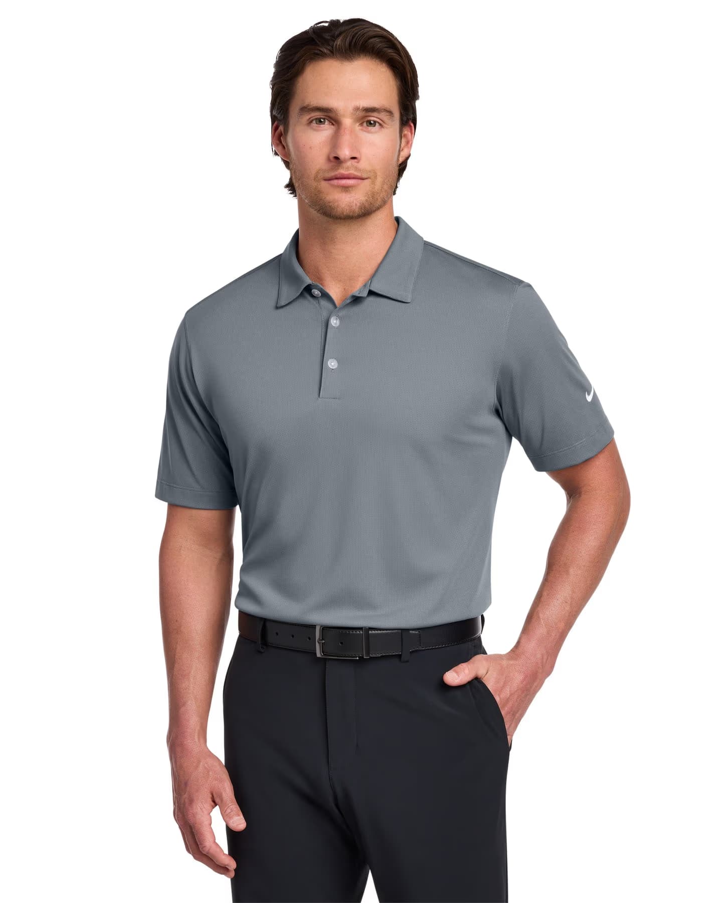 Nike Dri-FIT Vertical Mesh Polo - Cool Grey front