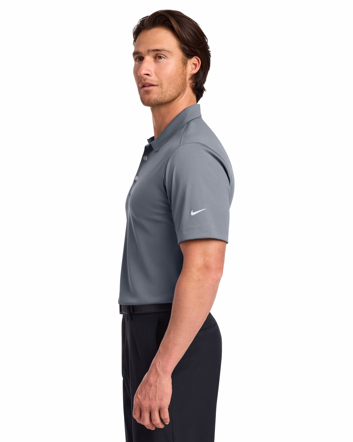Custom Nike Dri-FIT Vertical Mesh Polo - Cool Grey side