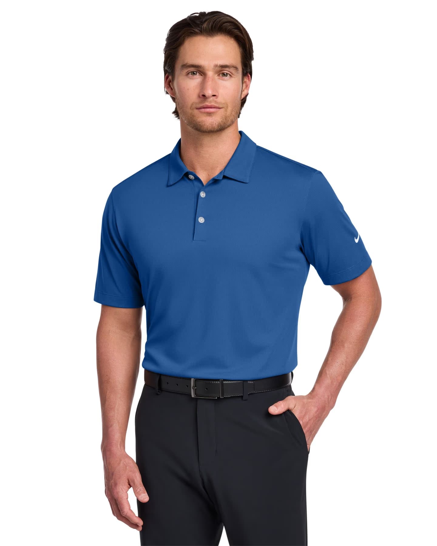 Nike Dri-FIT Vertical Mesh Polo - Gym Blue front