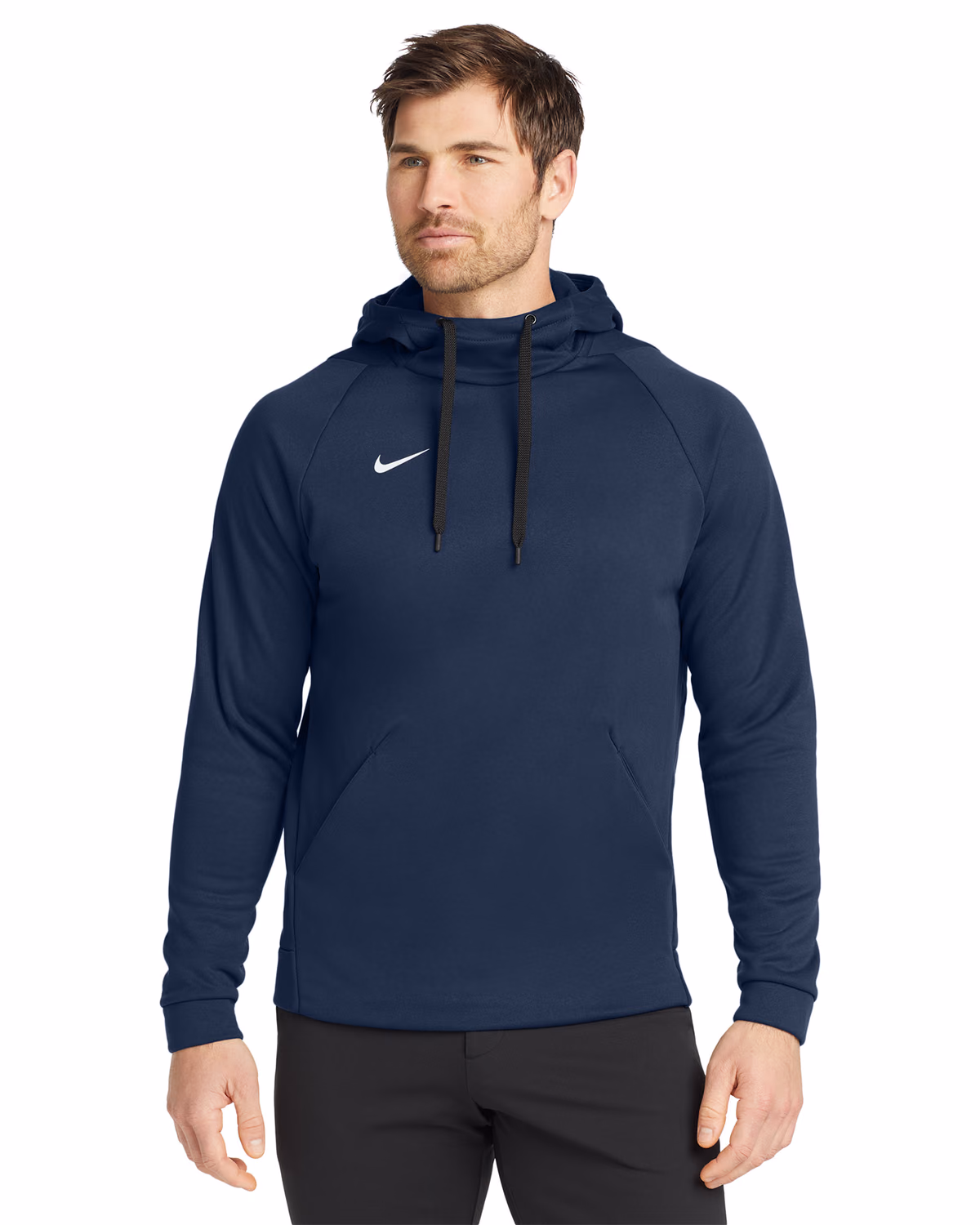 Custom Nike Therma-FIT Pullover Fleece Hoodie, Team Navy, front view