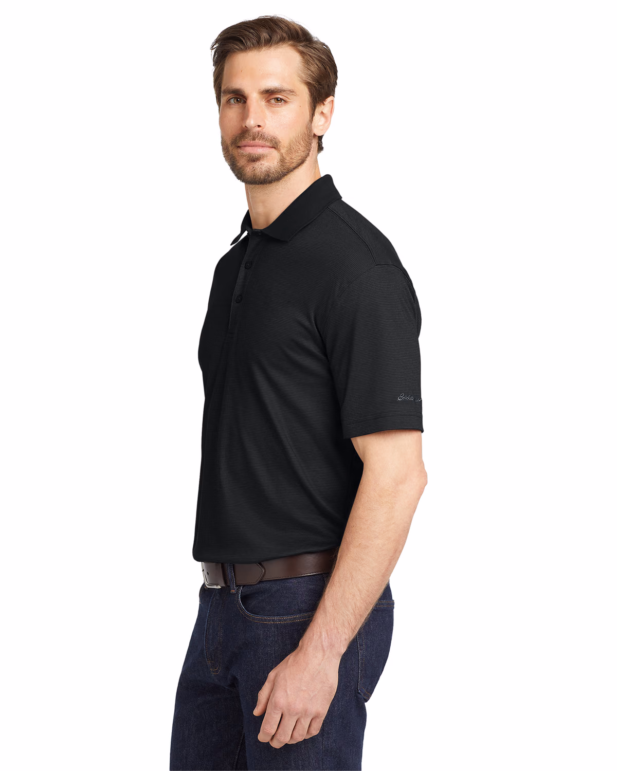 Custom Eddie Bauer Performance Polo, Black, side view