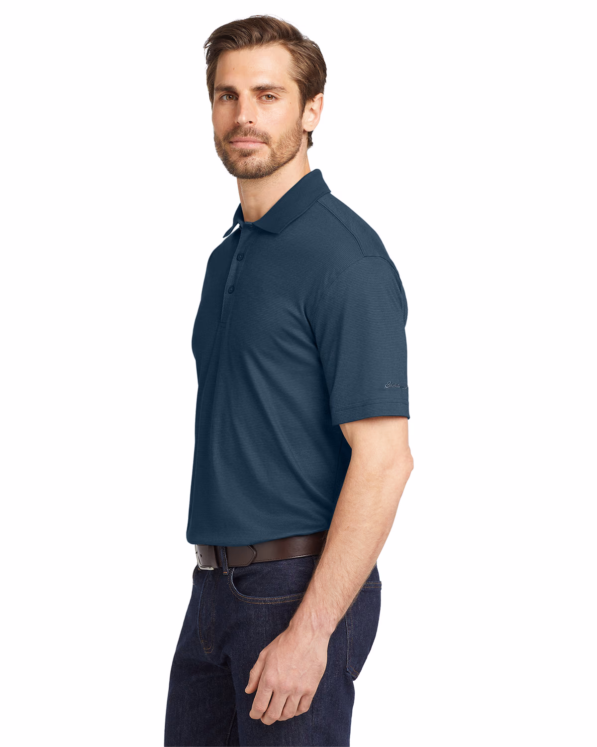 Custom Eddie Bauer Performance Polo, Coast Blue, side view