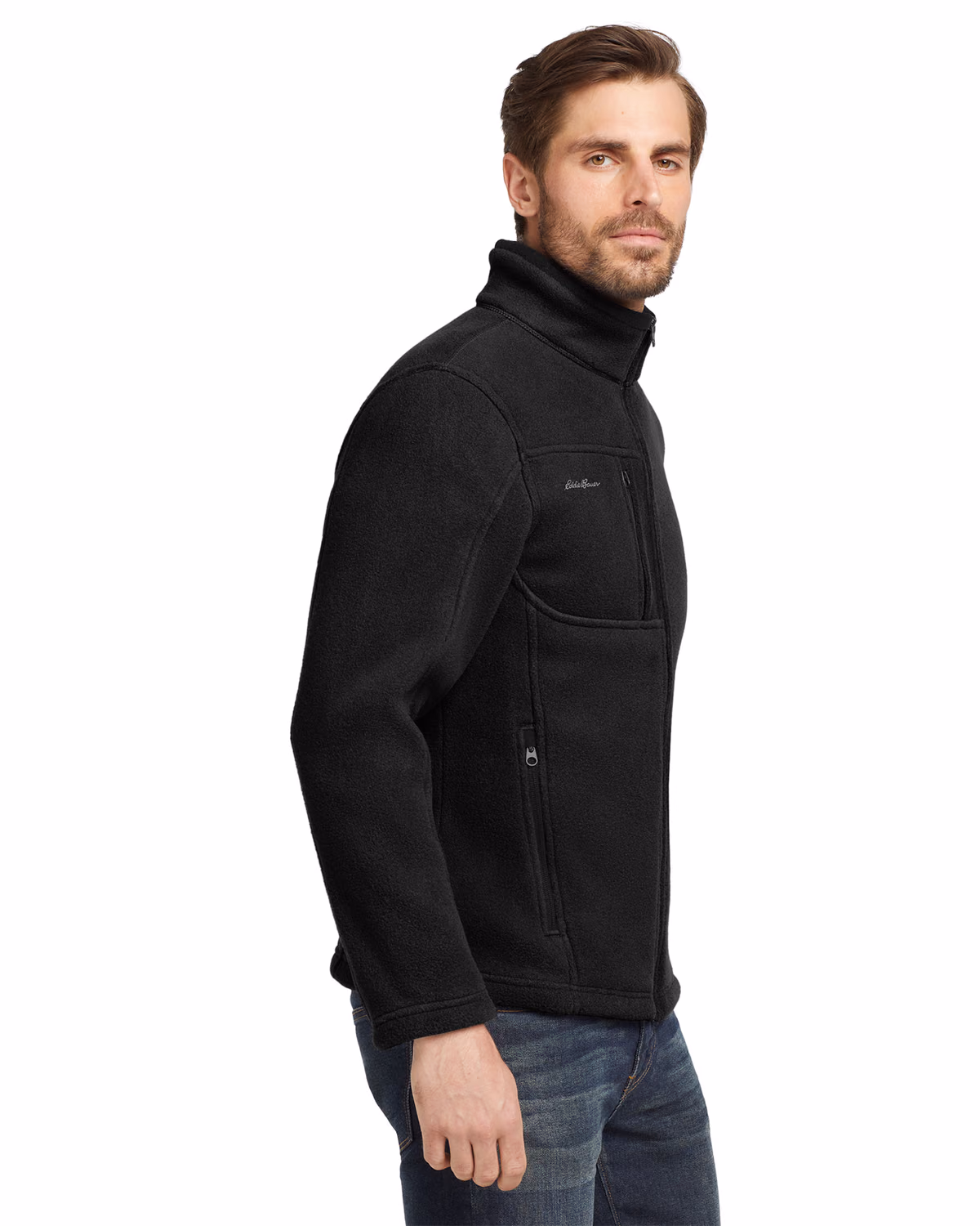 Custom Eddie Bauer Full-Zip Fleece Jacket, Black, side view