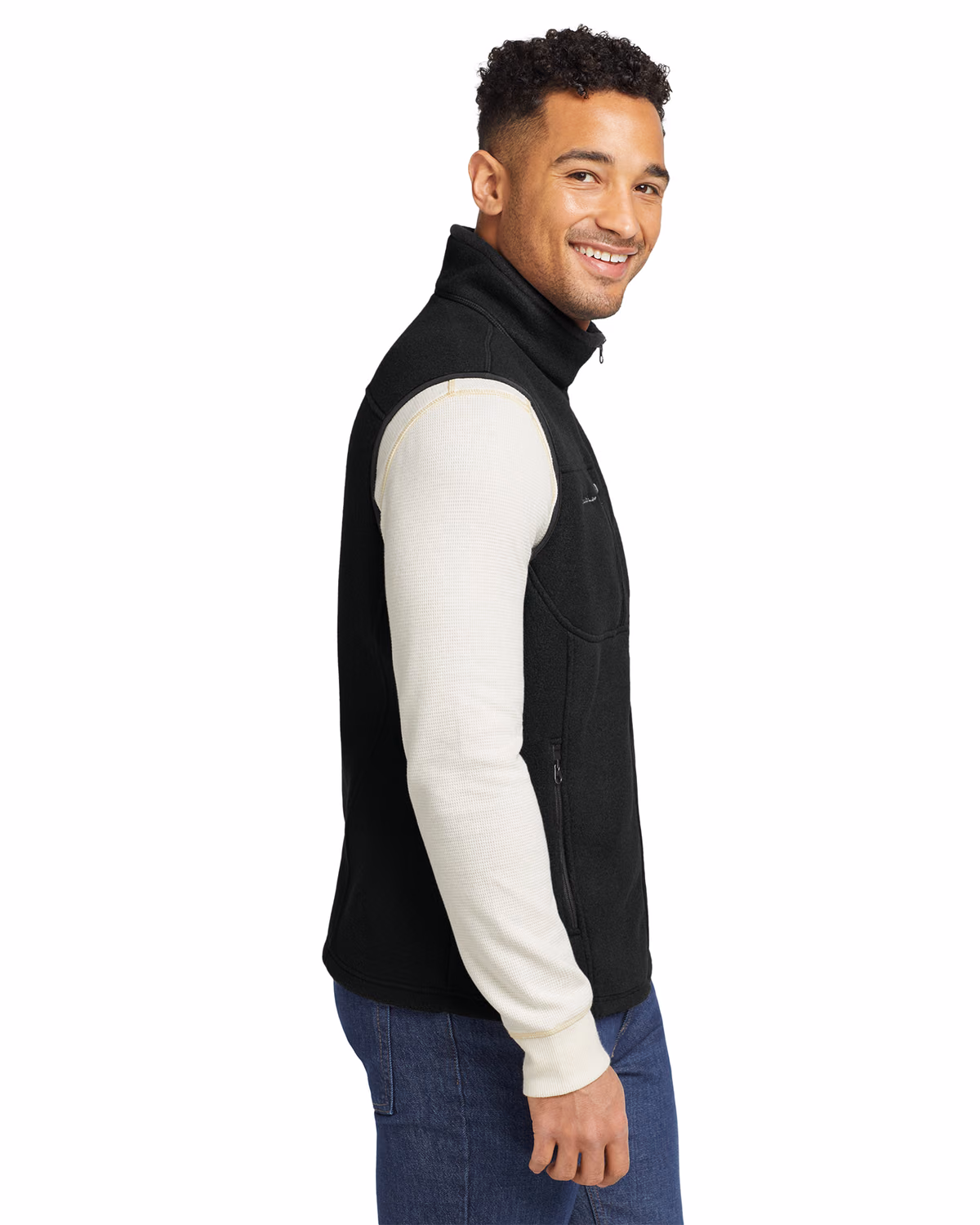 Custom Eddie Bauer Fleece Vest, Black, side view