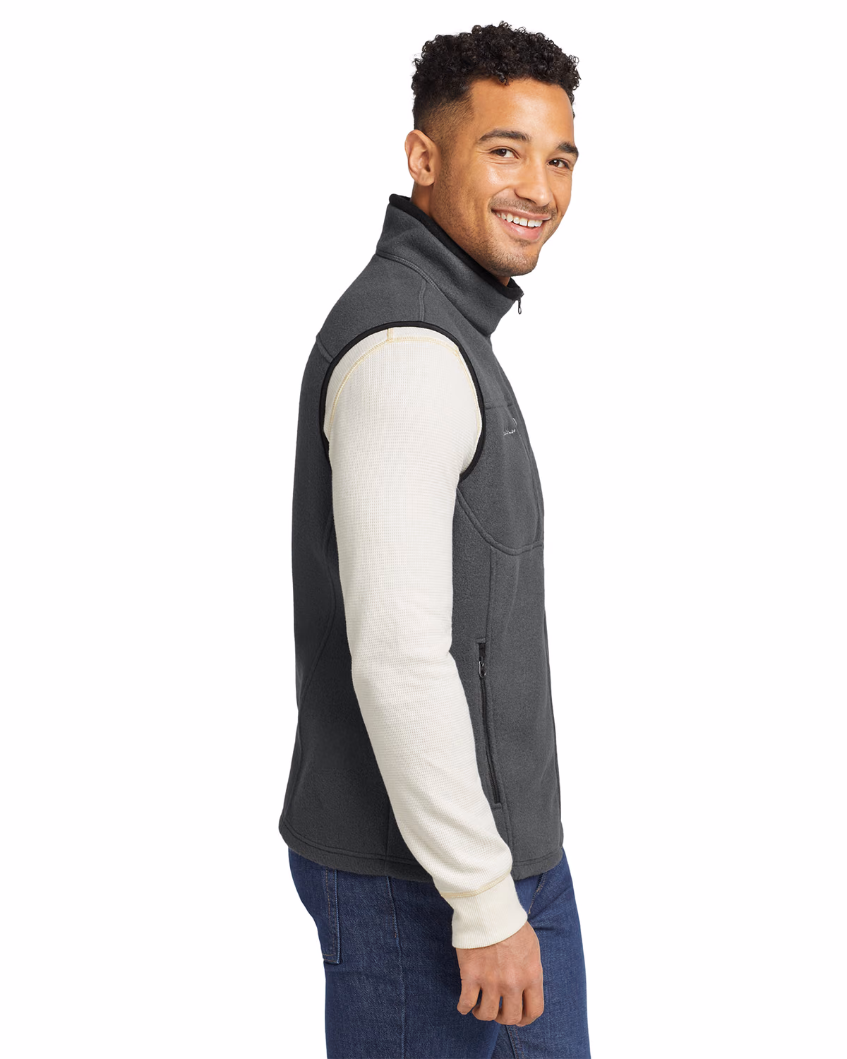 Custom Eddie Bauer Fleece Vest, Grey Steel, side view