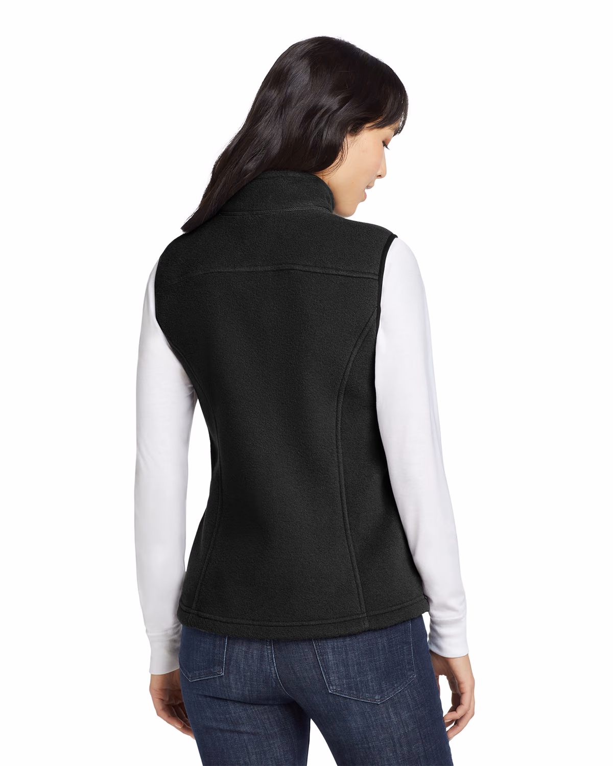 Custom Eddie Bauer Women's Fleece Vest, Black, back view