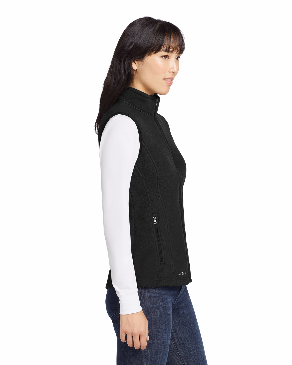 Custom Eddie Bauer Women's Fleece Vest, Black, side view