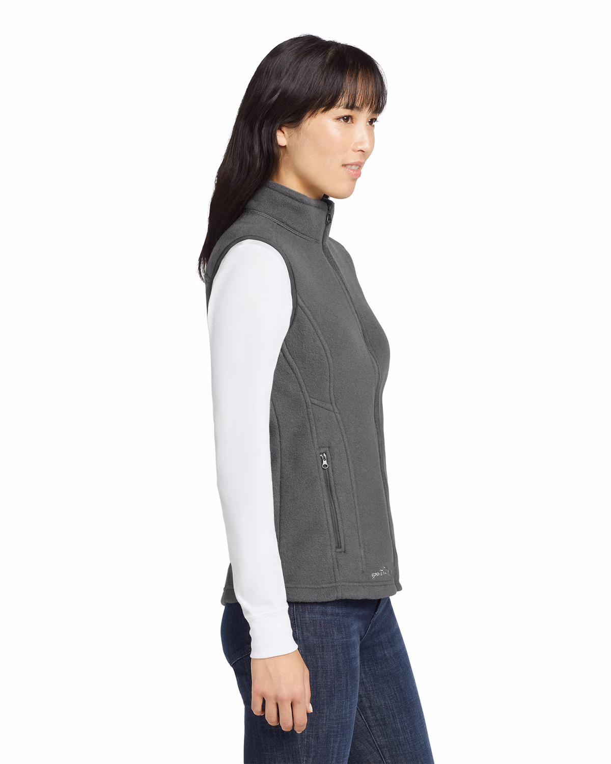 Custom Eddie Bauer Women's Fleece Vest, Grey Steel, side view