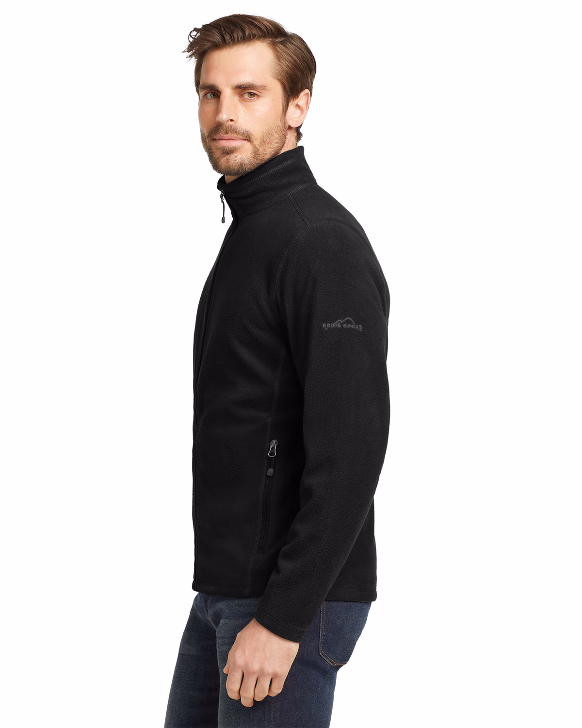 Custom Eddie Bauer Full-Zip Microfleece Jacket, Black, side view