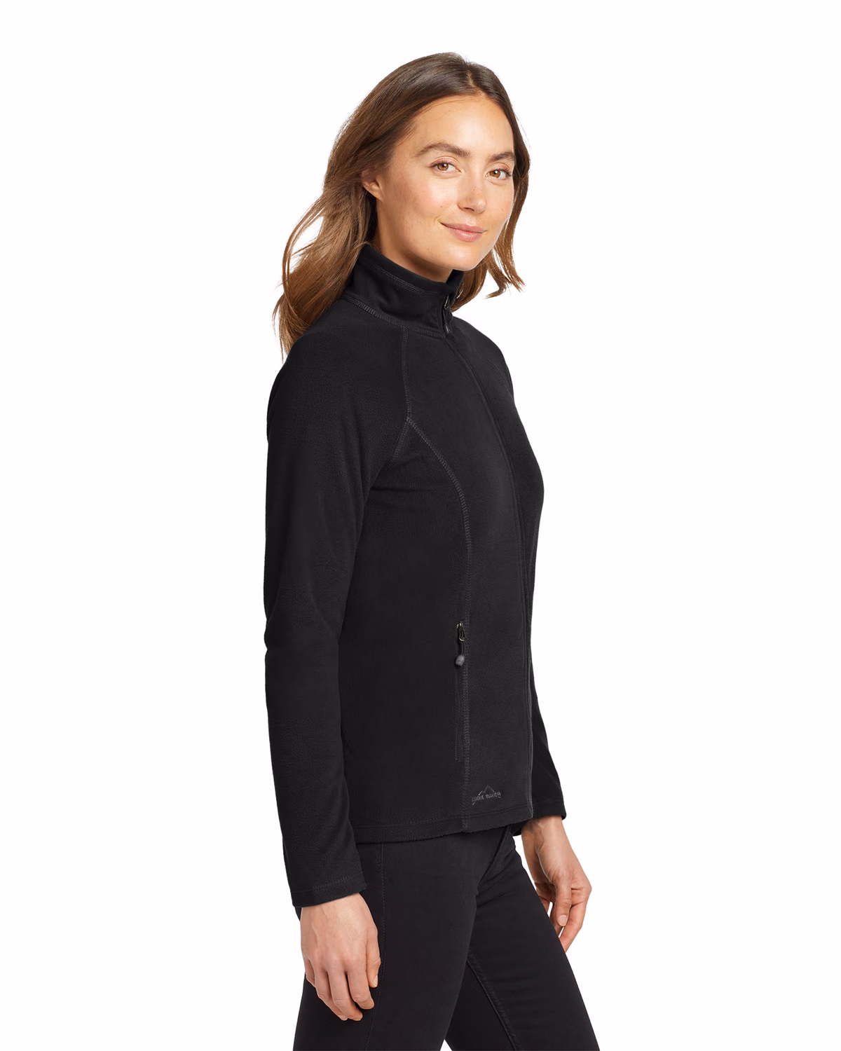 Custom Eddie Bauer Women's Full-Zip Microfleece Jacket, Black, side view