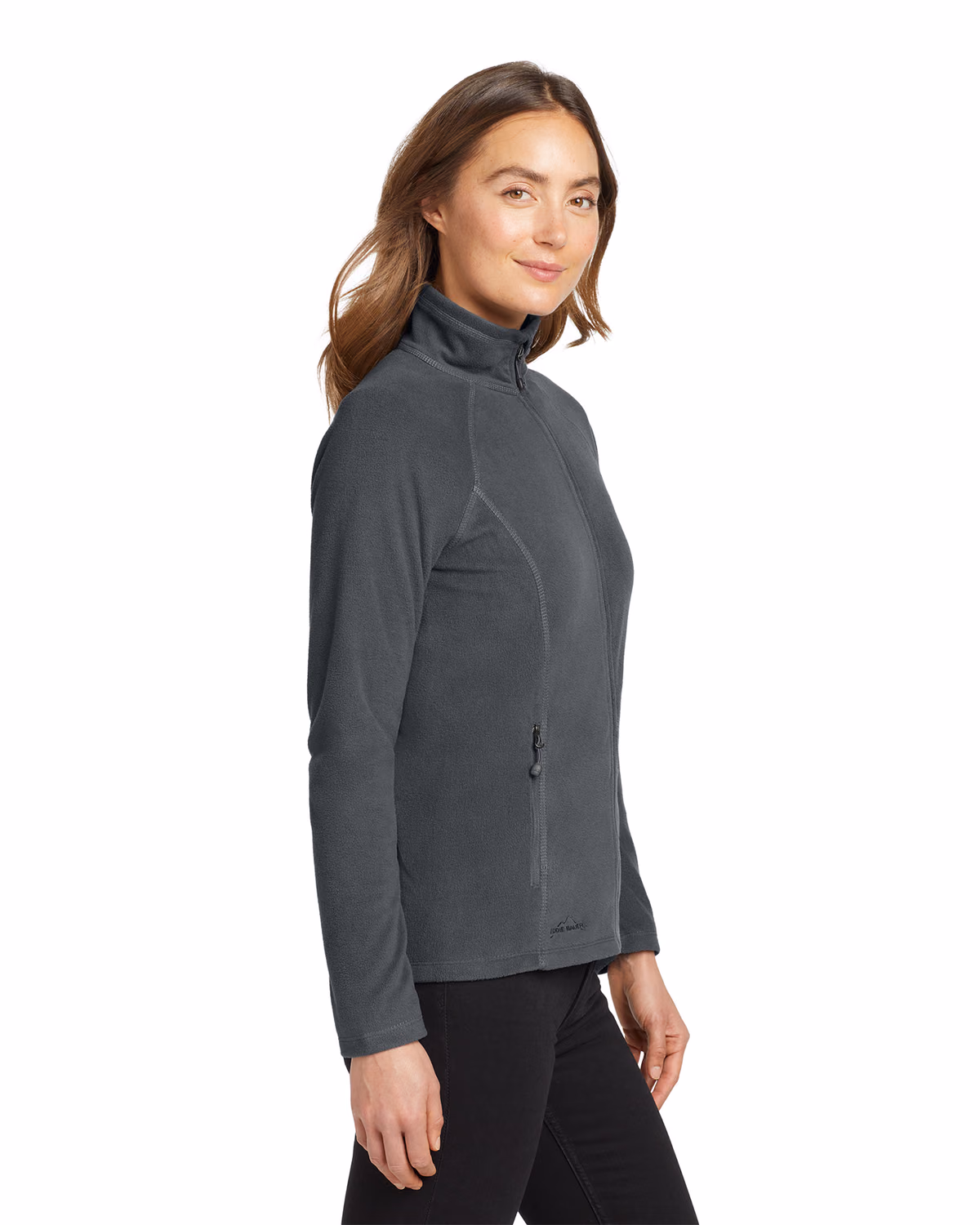 Custom Eddie Bauer Women's Full-Zip Microfleece Jacket, Grey Steel, side view