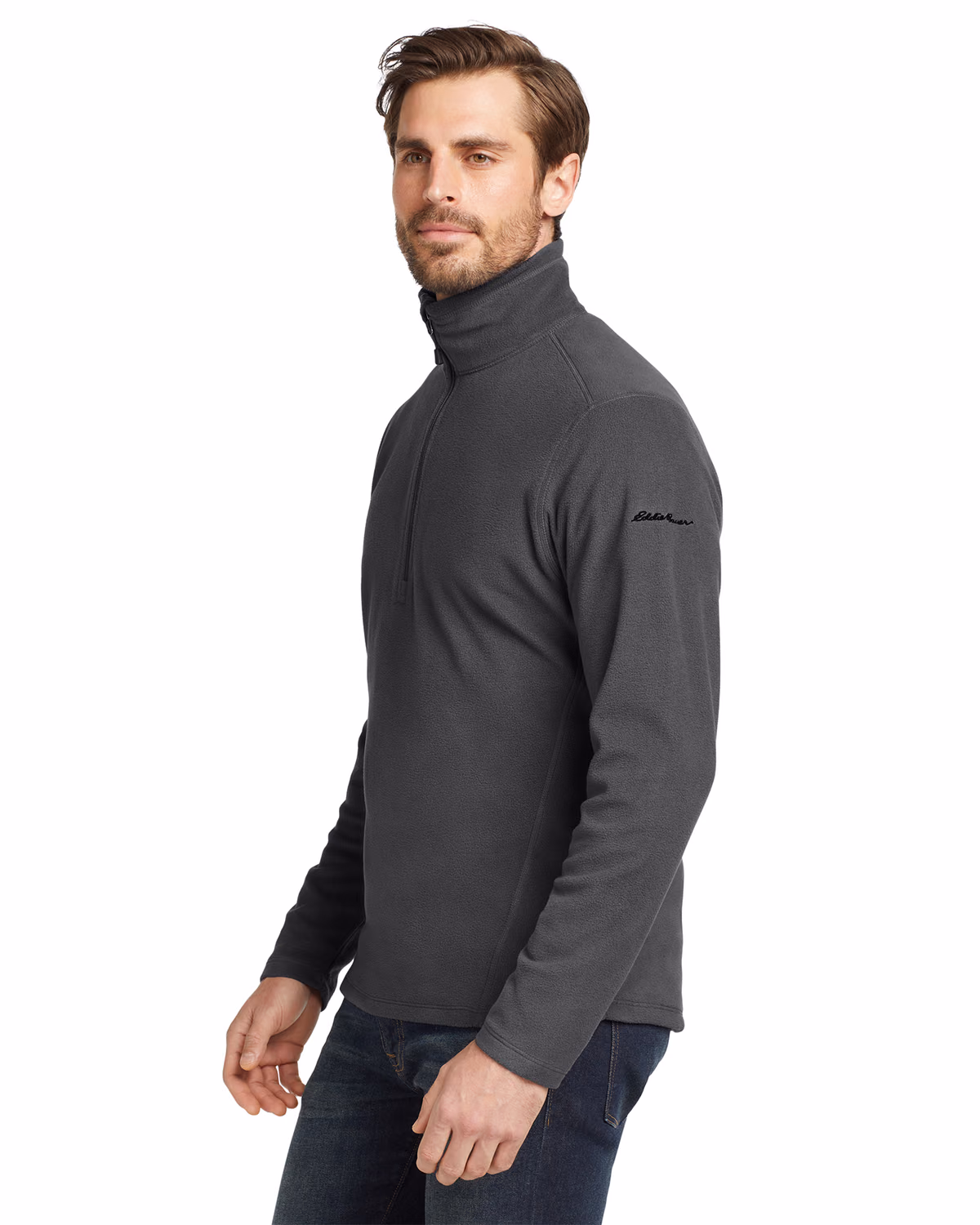 Custom Eddie Bauer 1/2-Zip Microfleece Jacket, Grey Steel, side view