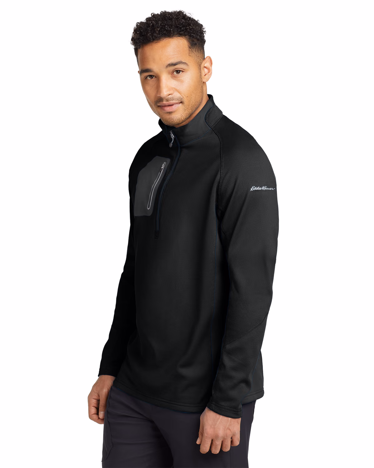 Custom Eddie Bauer 1/2-Zip Performance Fleece, Black, side view