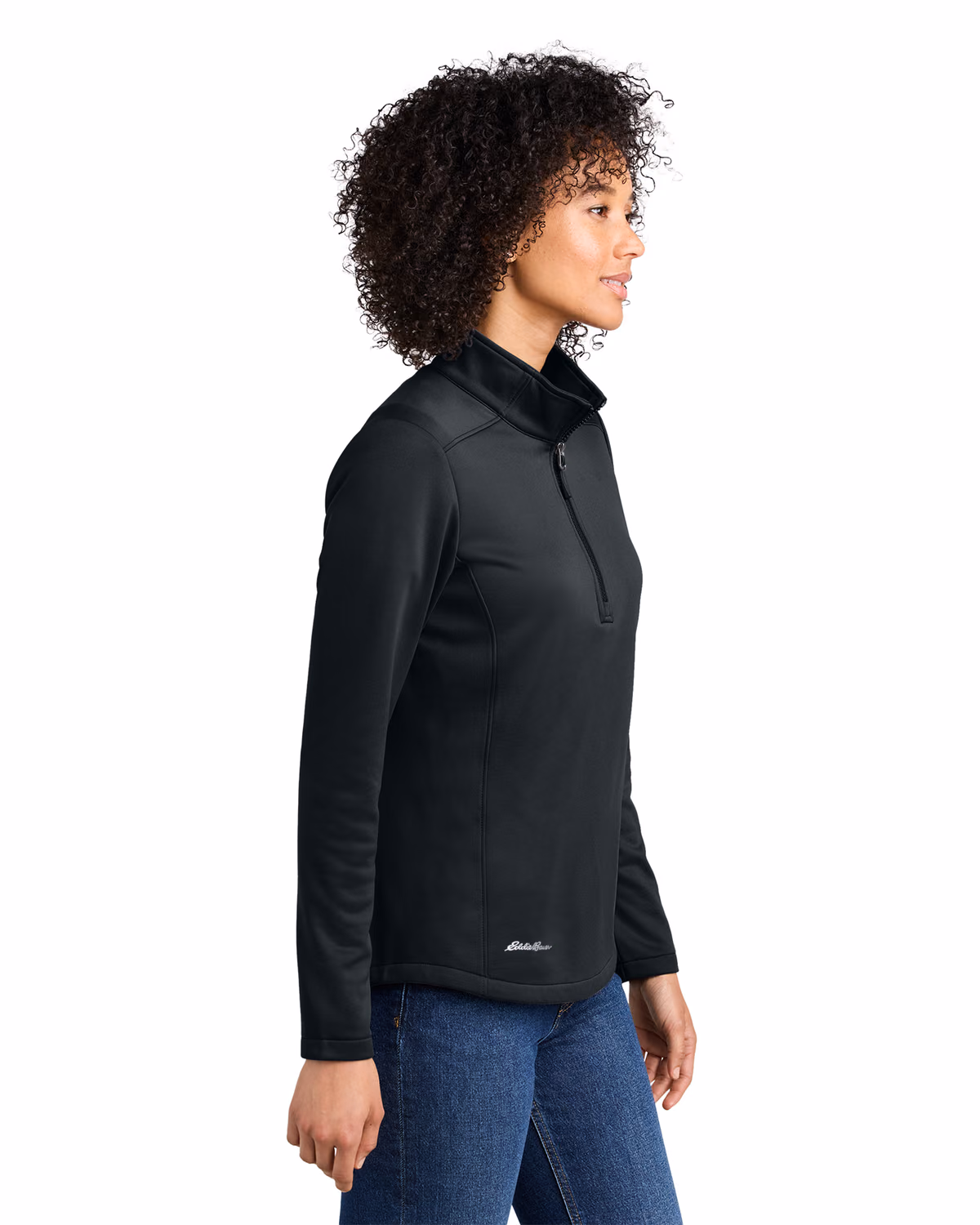 Custom Eddie Bauer Women’s Smooth Mid Layer Fleece 1/2-Zip, Black, side view
