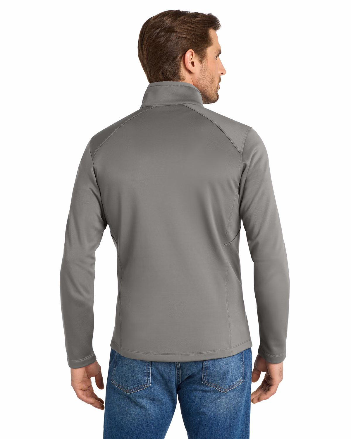 Custom Eddie Bauer Highpoint Fleece Jacket, Metal Grey, back view