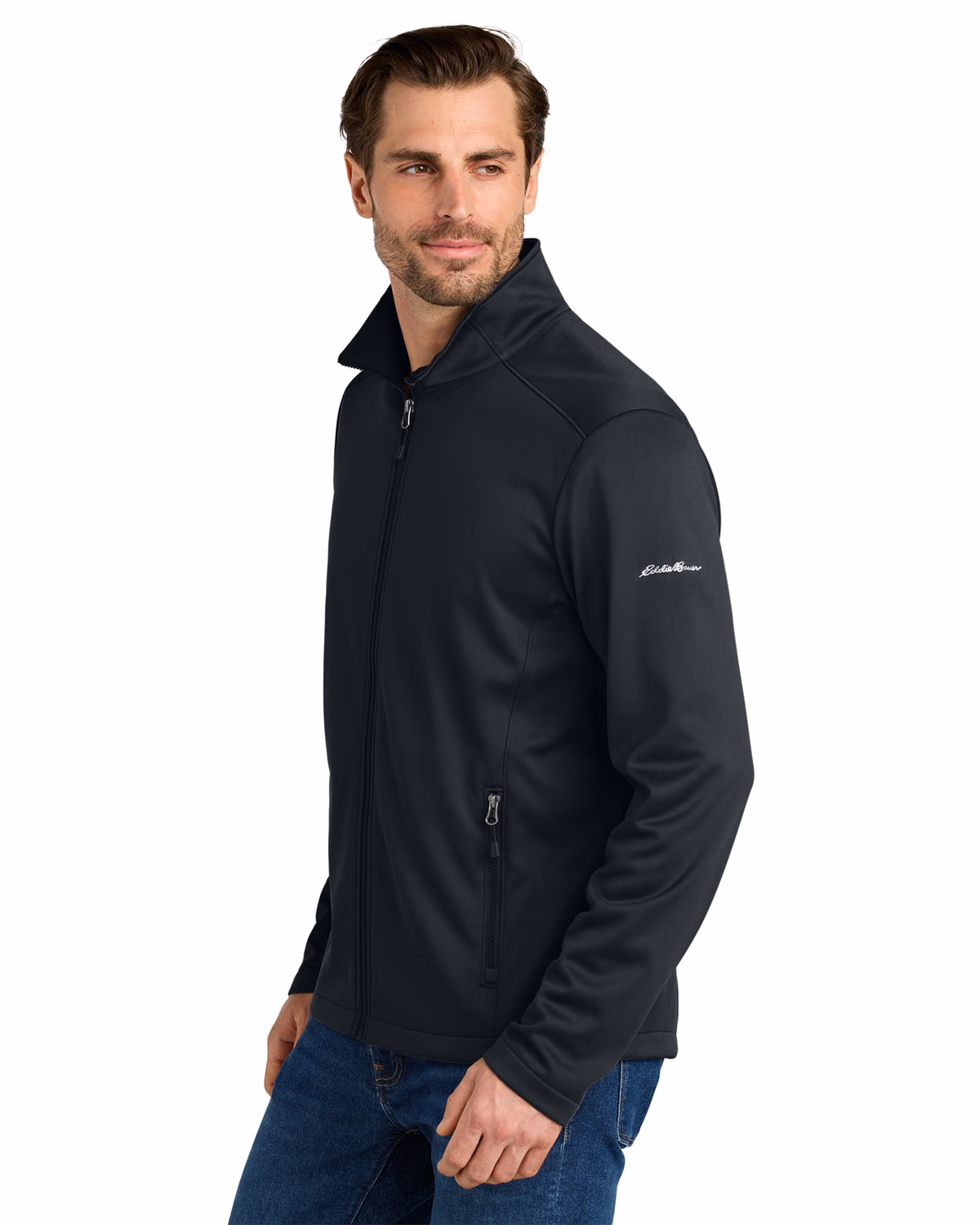 Custom Eddie Bauer Smooth Mid Layer Fleece Full-Zip, Black, side view