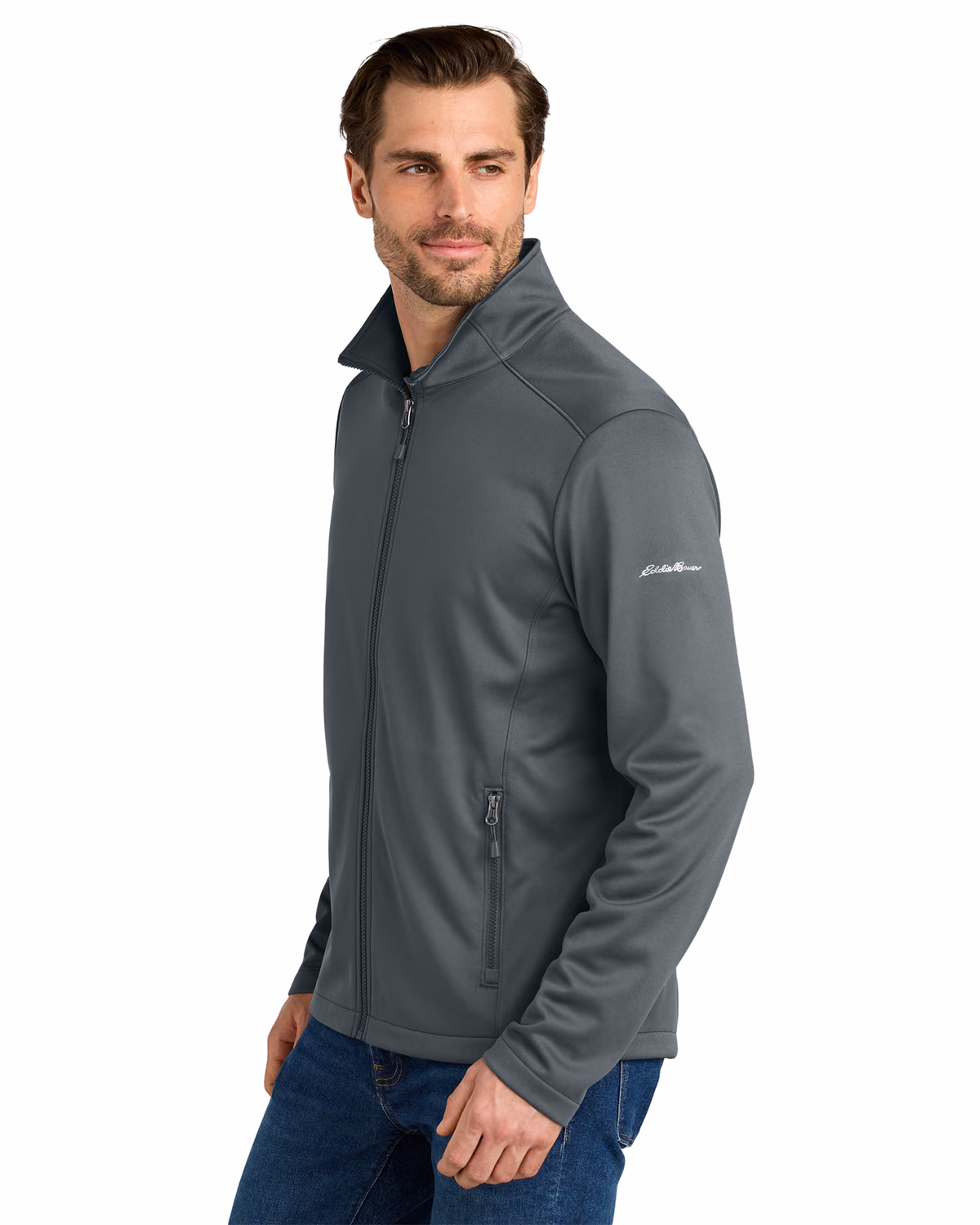 Custom Eddie Bauer Smooth Mid Layer Fleece Full-Zip, Iron Gate, side view