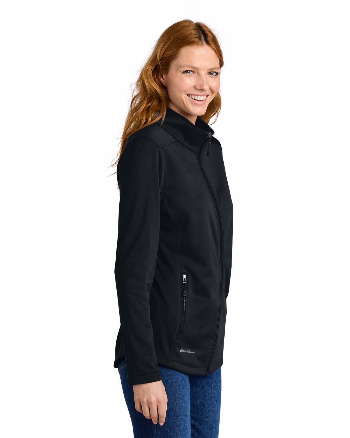 Custom Eddie Bauer Women’s Smooth Mid Layer Fleece Full-Zip, Black, side view