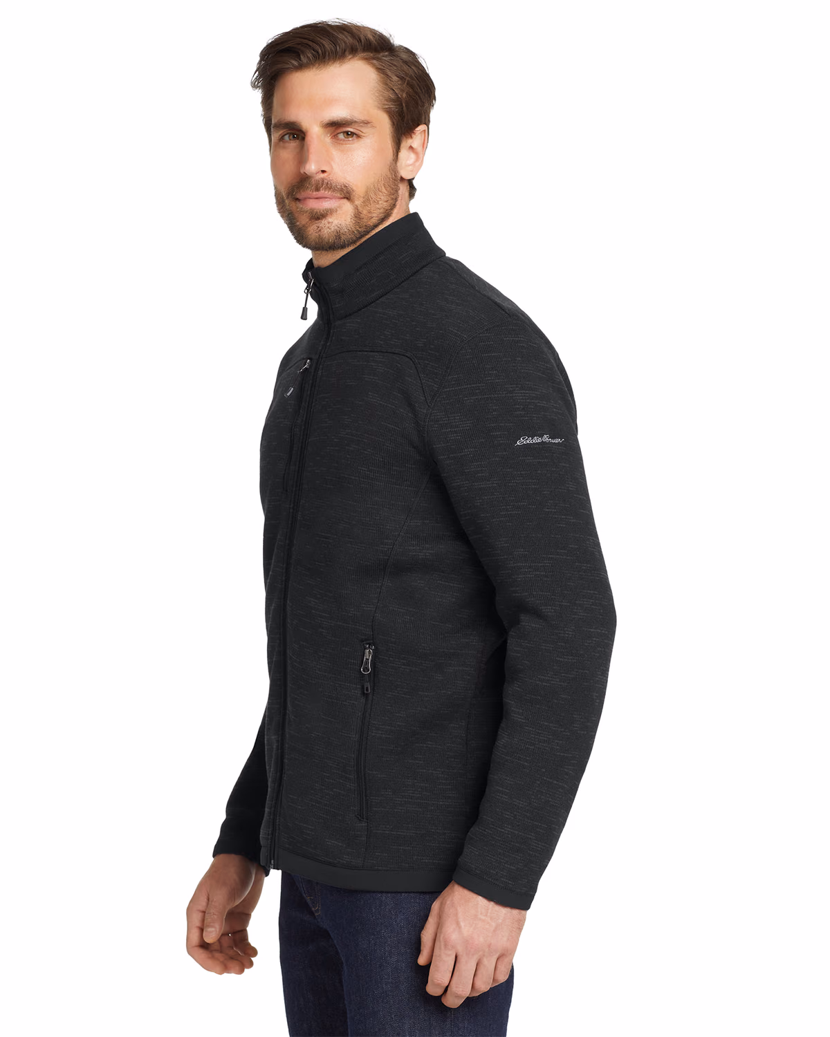 Custom Eddie Bauer Sweater Fleece Full-Zip, Black, side view