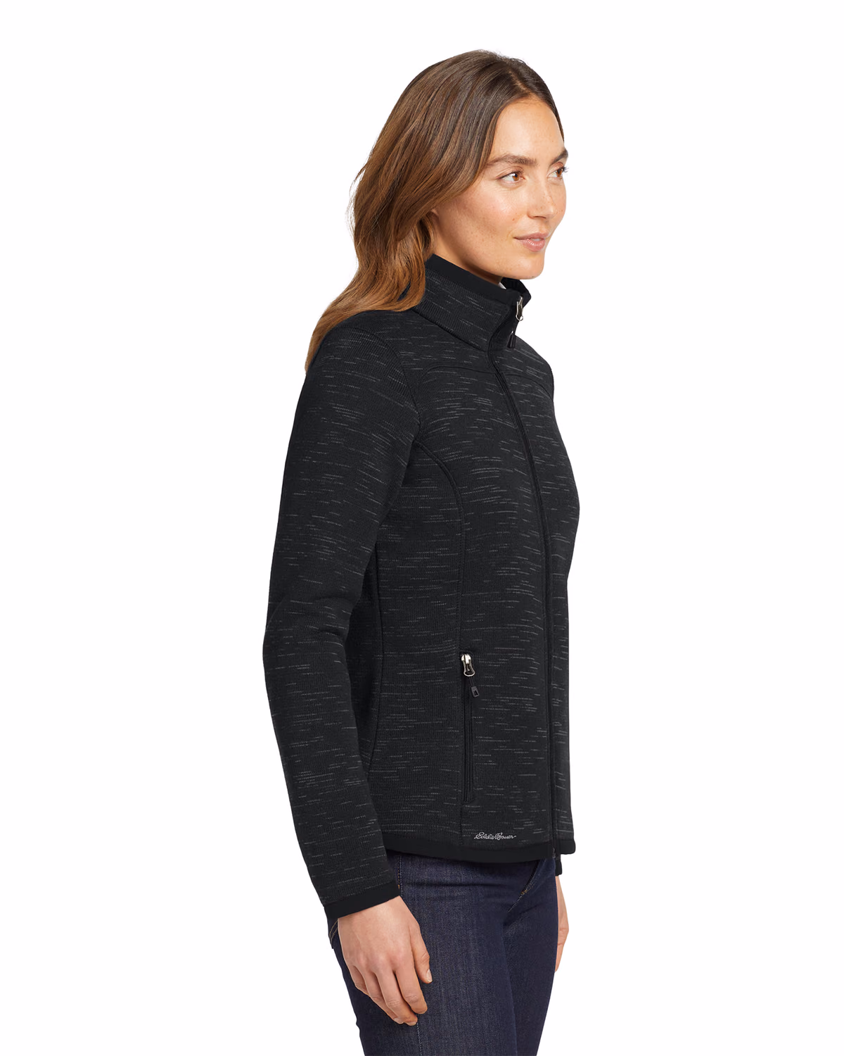 Custom Eddie Bauer Women's Sweater Fleece Full-Zip, Black, side view