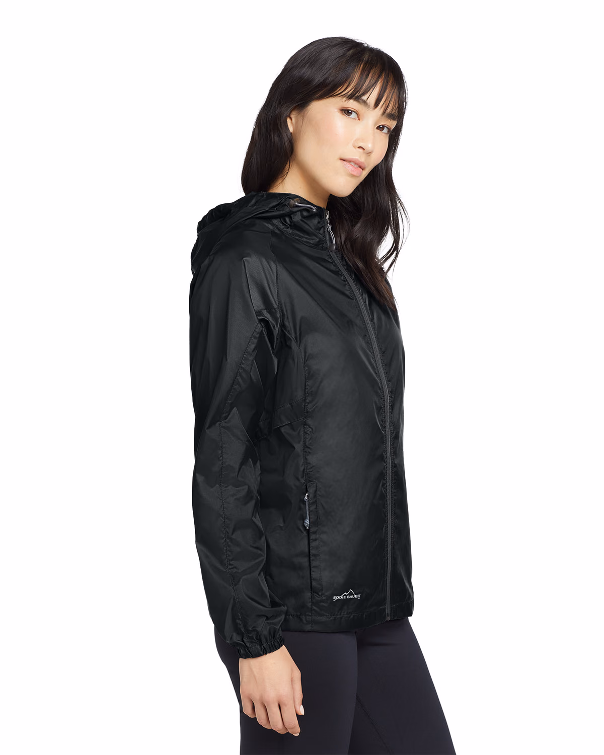 Custom Eddie Bauer Women's Packable Wind Jacket, Black, side view