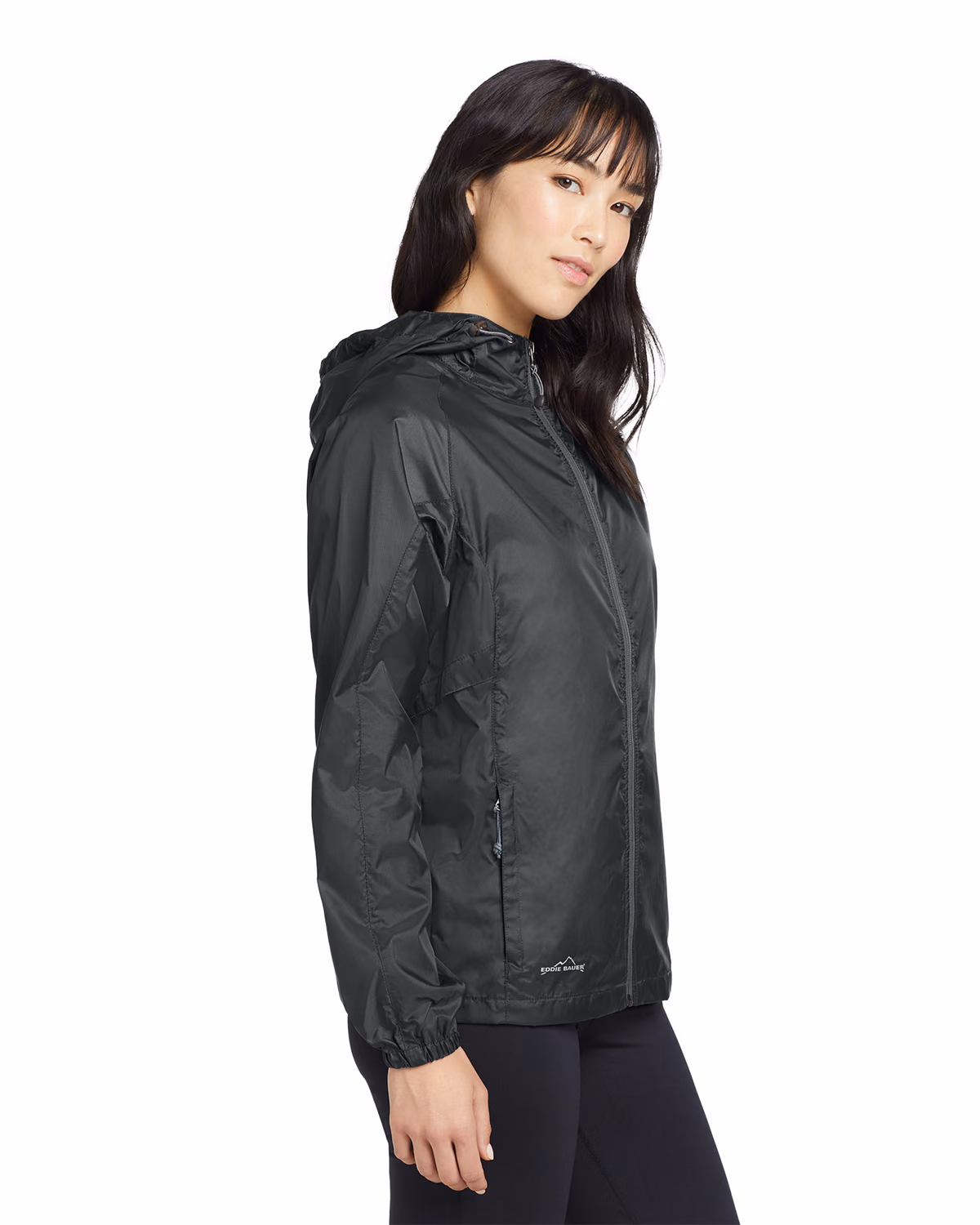 Custom Eddie Bauer Women's Packable Wind Jacket, Grey Steel, side view