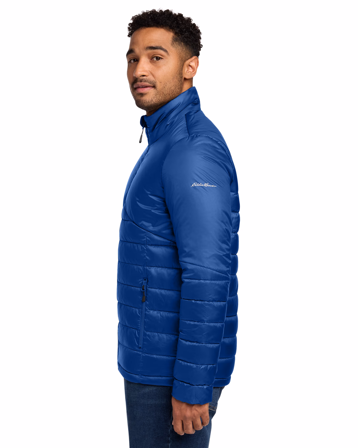 Custom Eddie Bauer Quilted Jacket, Cobalt Blue, side view