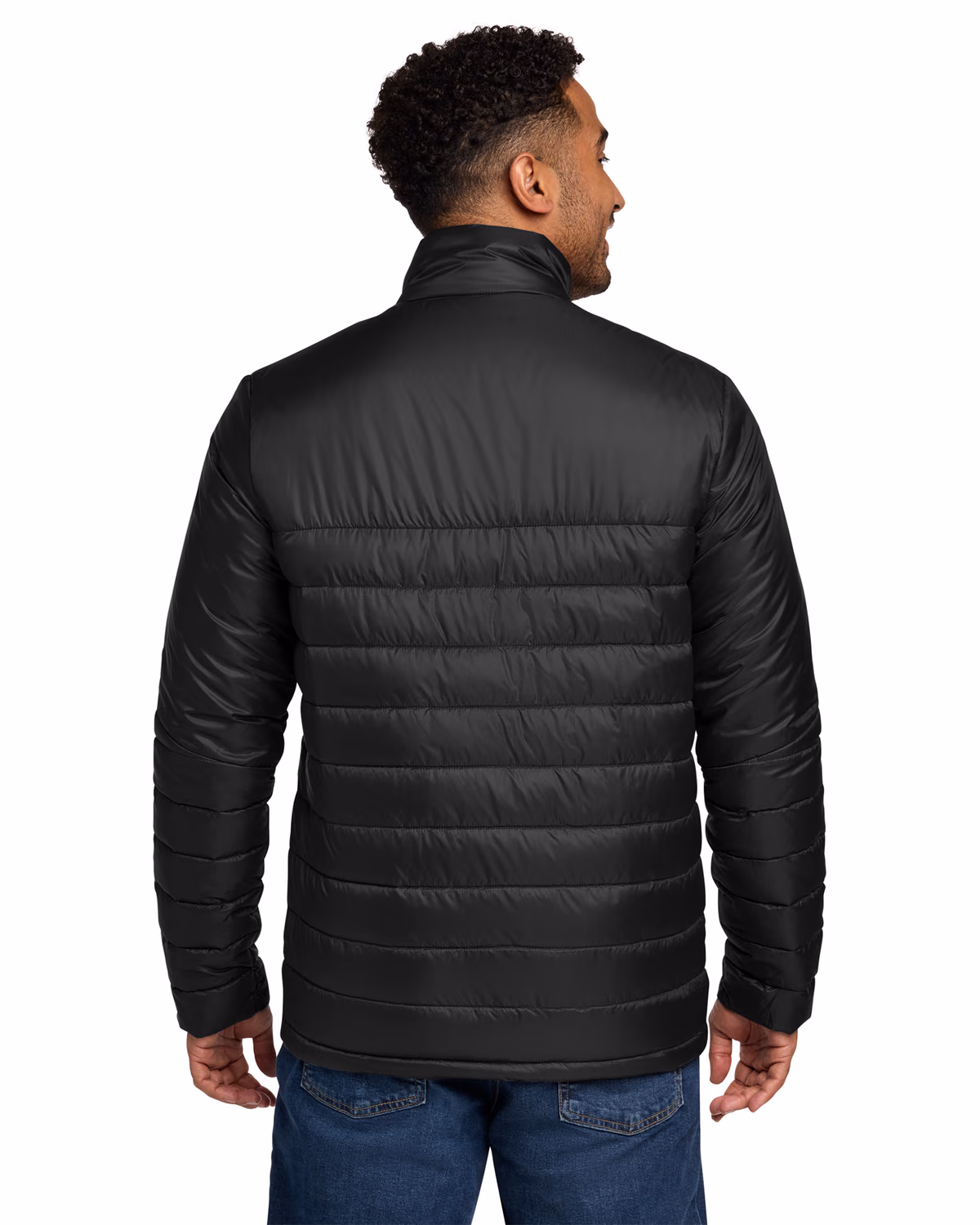 Custom Eddie Bauer Quilted Jacket, Deep Black, back view