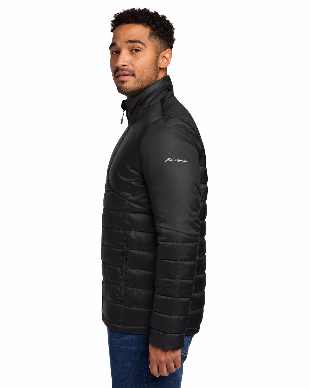 Custom Eddie Bauer Quilted Jacket, Deep Black, side view