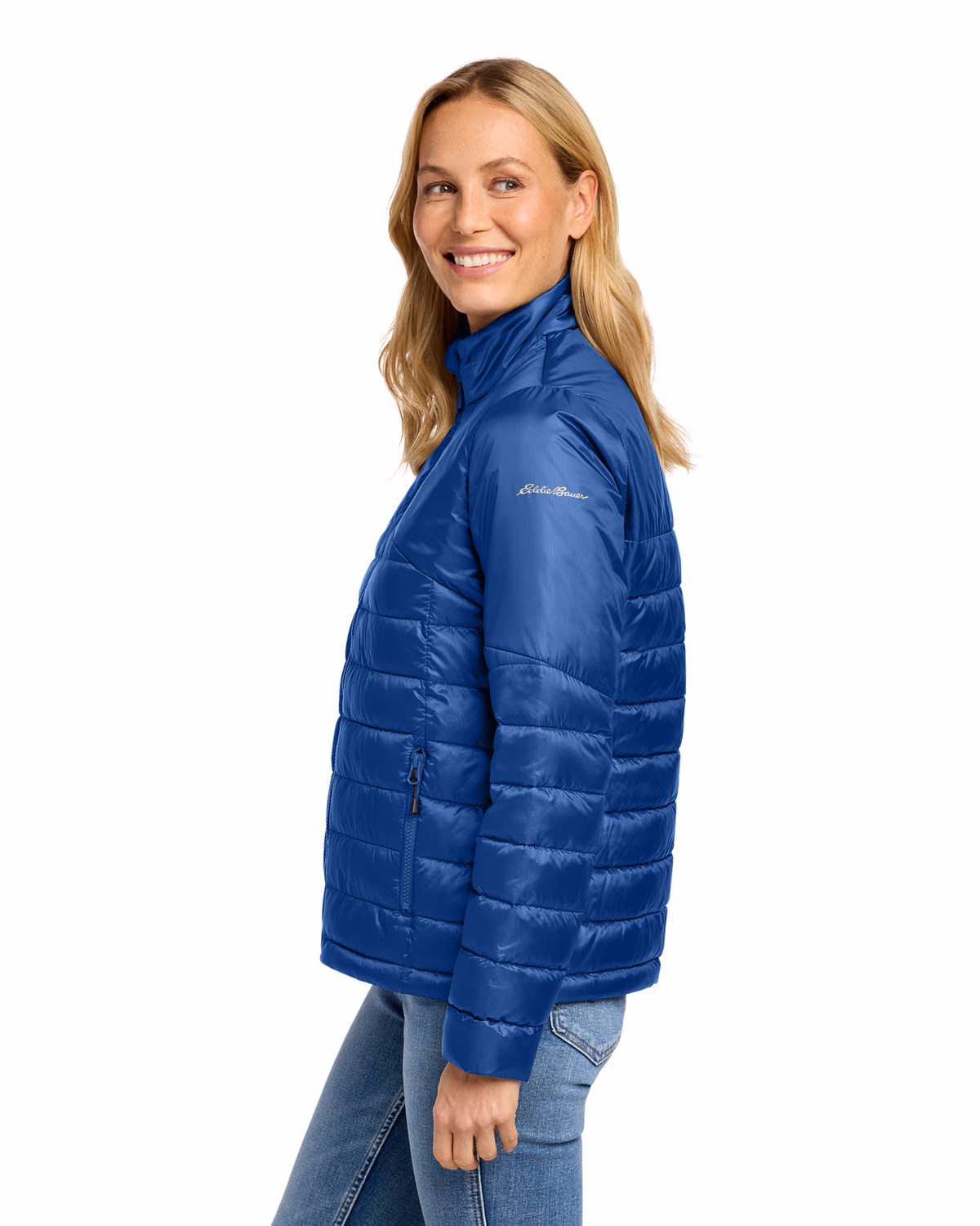 Custom Eddie Bauer Women's Quilted Jacket, Cobalt Blue, side view