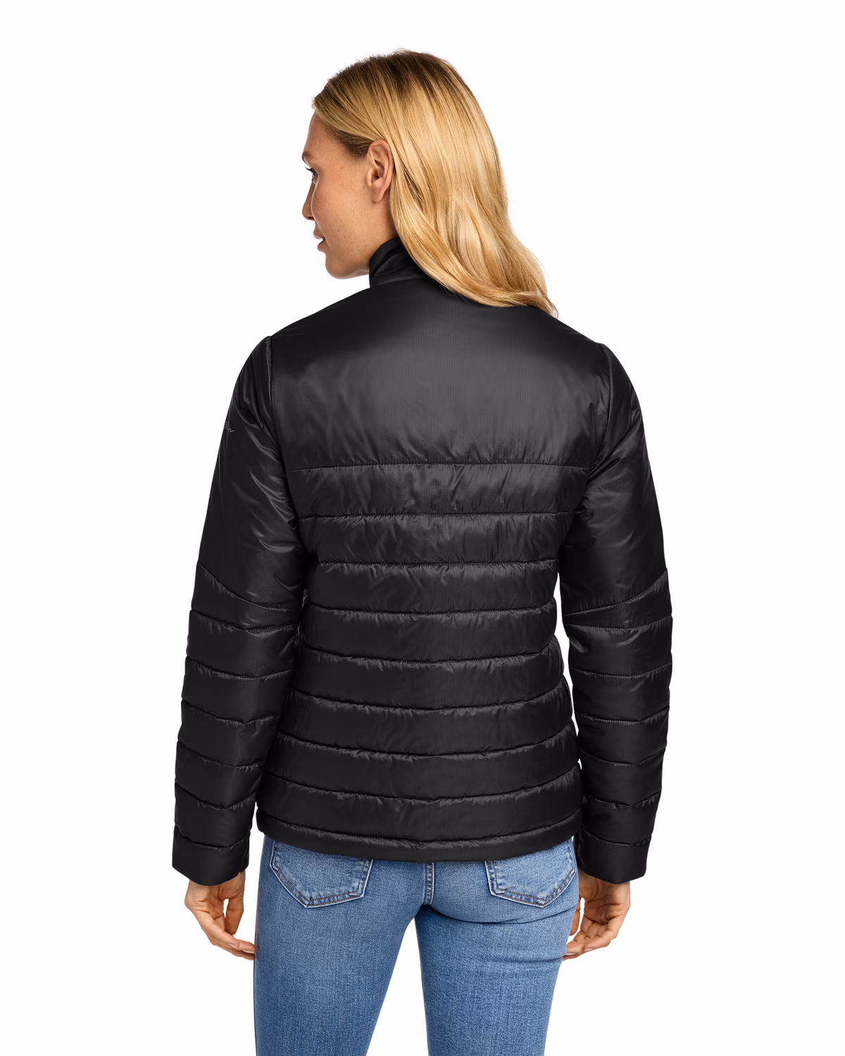 Custom Eddie Bauer Women's Quilted Jacket, Deep Black, back view