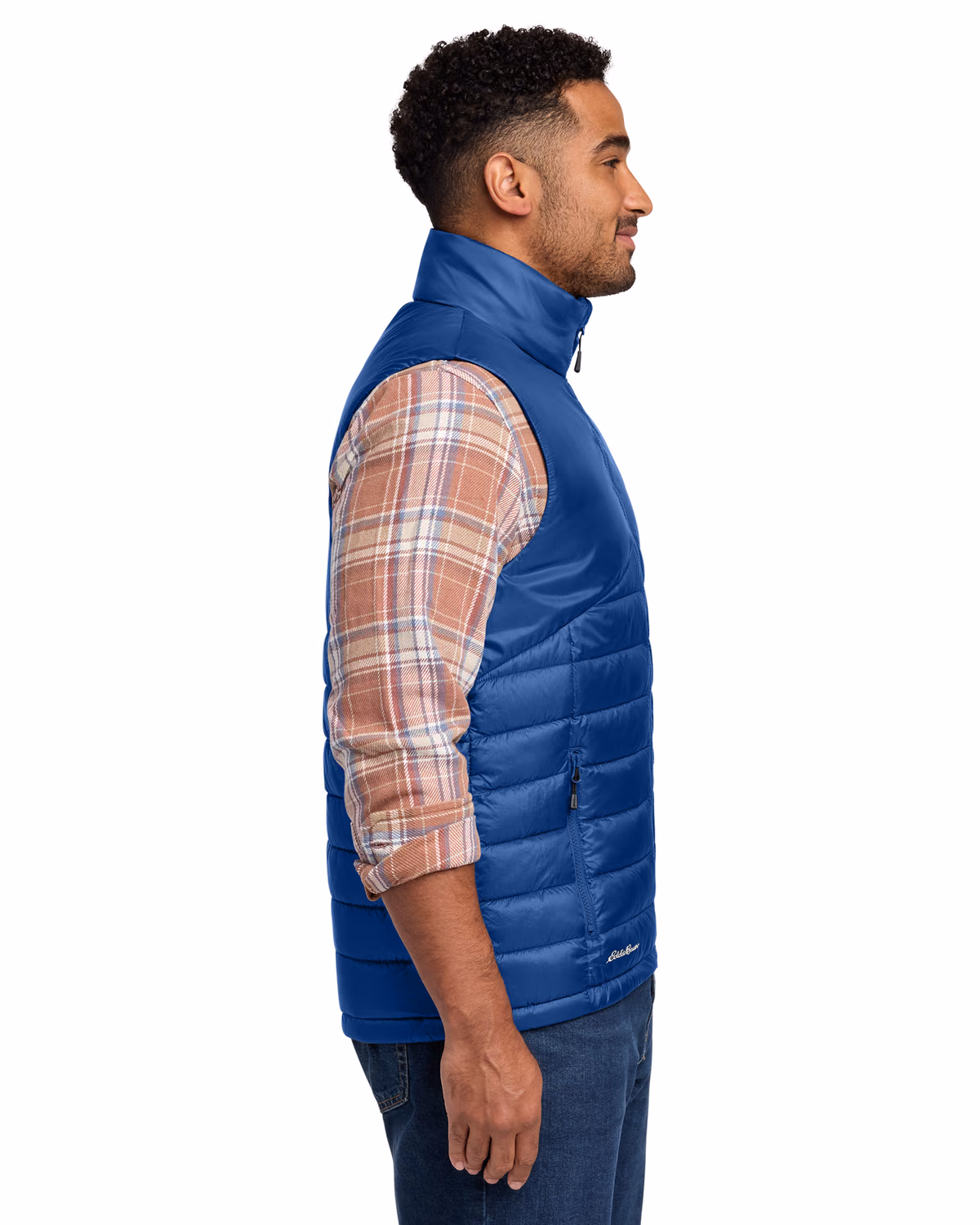 Custom Eddie Bauer Quilted Vest, Cobalt Blue, side view