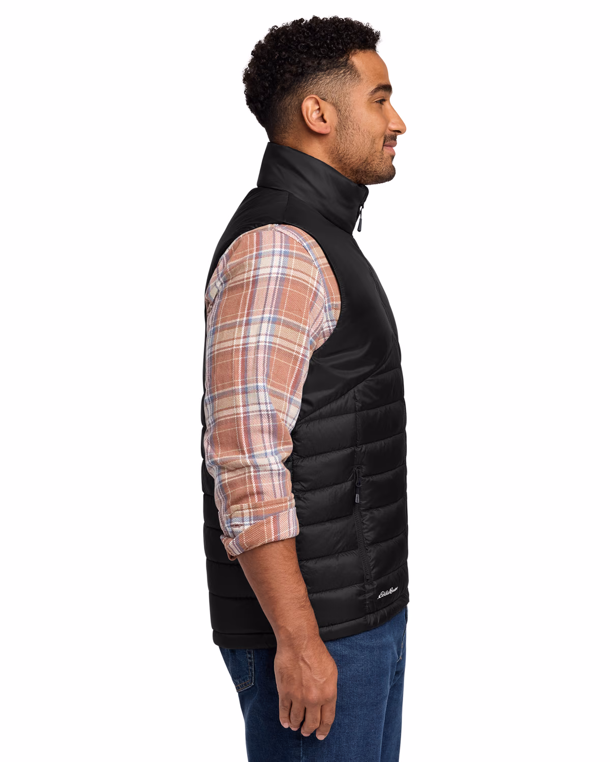 Custom Eddie Bauer Quilted Vest, Deep Black, side view