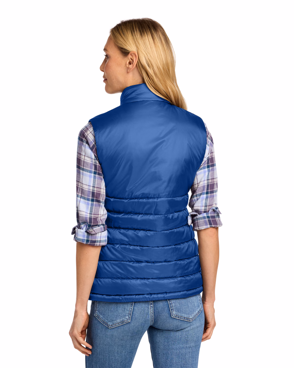 Custom Eddie Bauer Women's Quilted Vest, Cobalt Blue, back view