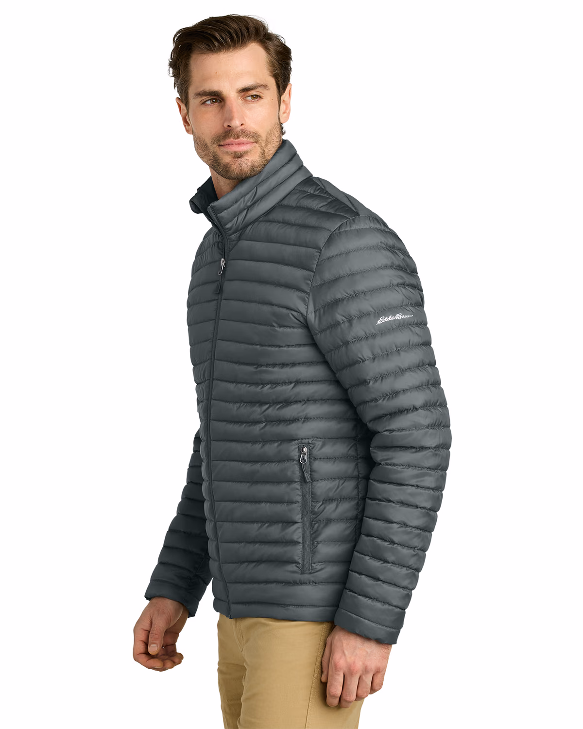 Custom Eddie Bauer Packable Quilted Full-Zip, Metal Grey, side view