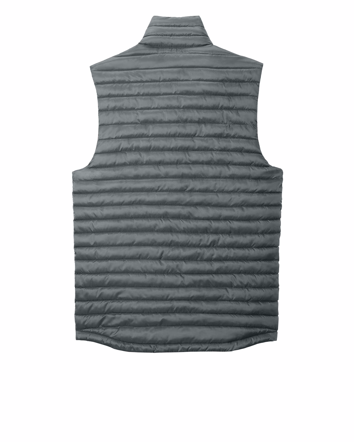 Custom Eddie Bauer Packable Quilted Vest, Metal Grey, back view