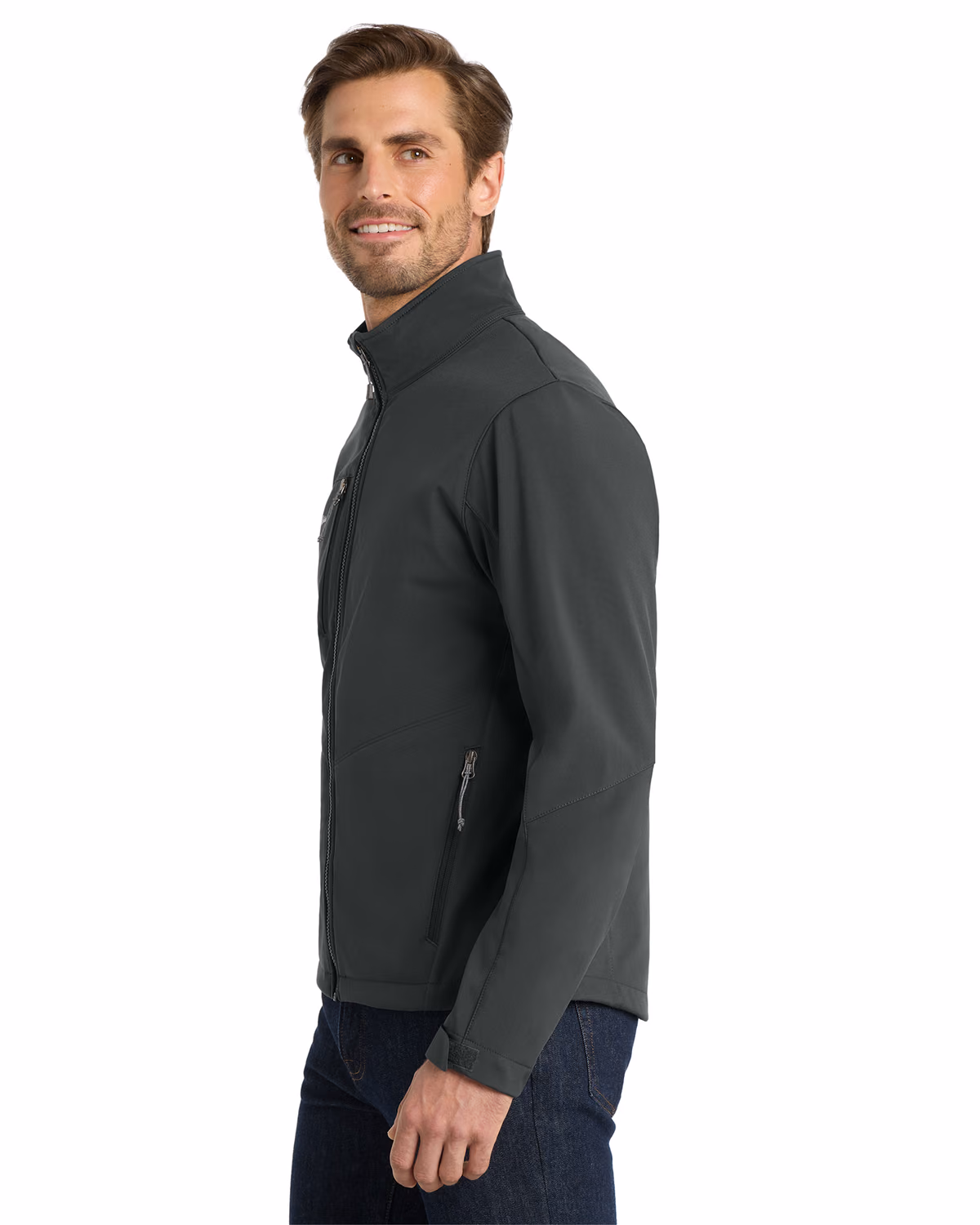 Custom Eddie Bauer Soft Shell Jacket, Grey Steel, side view
