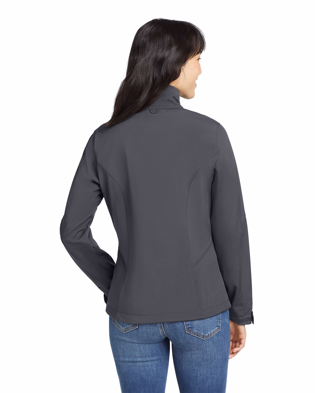 Custom Eddie Bauer Women's Soft Shell Jacket, Grey Steel, back view