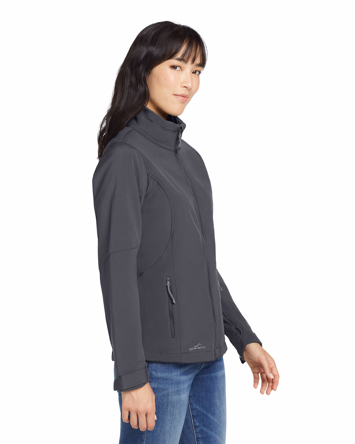 Custom Eddie Bauer Women's Soft Shell Jacket, Grey Steel, side view