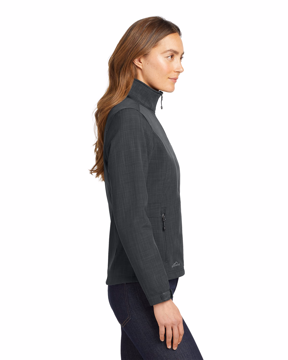 Custom Eddie Bauer Women's Shaded Crosshatch Soft Shell Jacket, Grey, side view